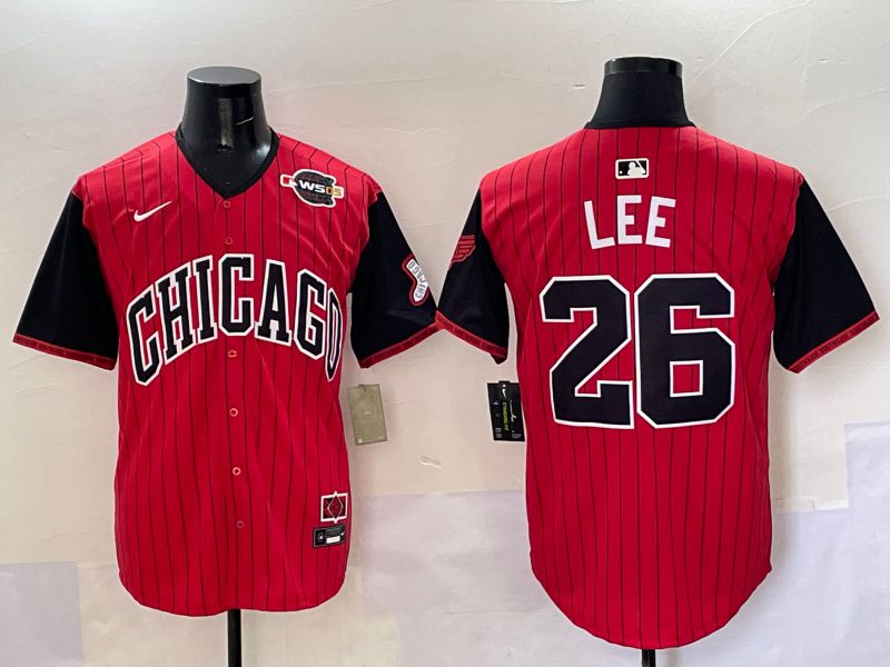 Men Chicago White Sox 26 Lee Red Stripe Joint Name Nike 2025 MLB Jersey style 6